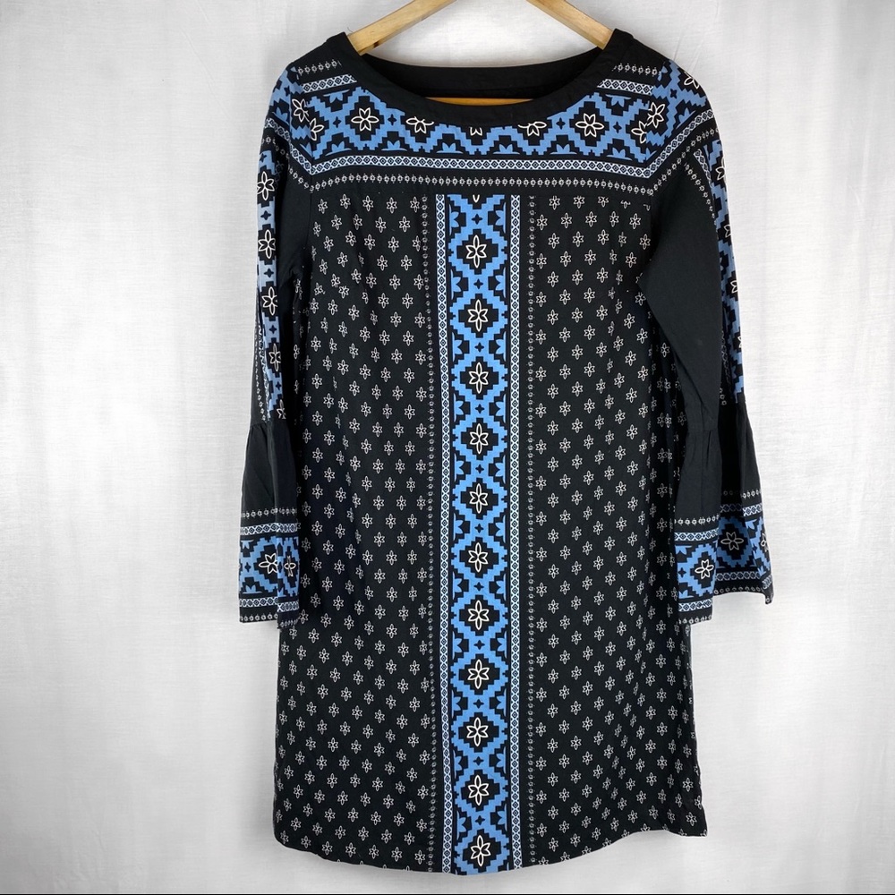 LOFT boho blue and black dress size medium